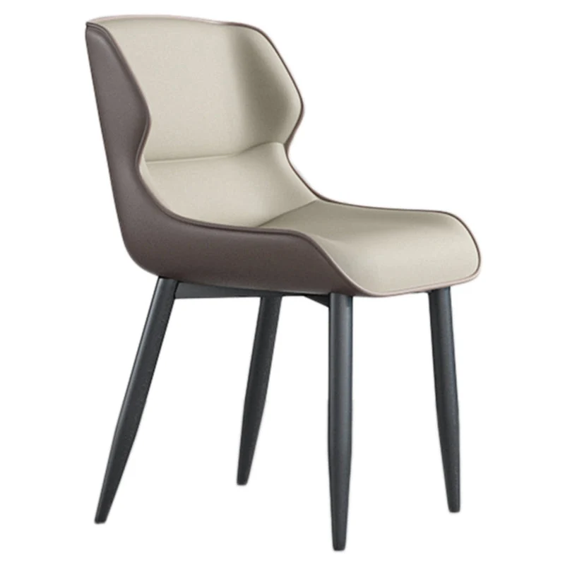 Armloze eetkamerstoelen van imitatieleer, moderne stalen poten, eetkamerstoel Clearhalo