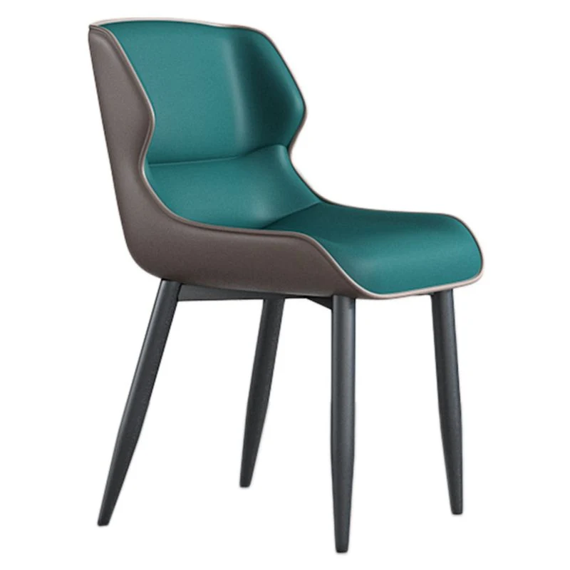 Armloze eetkamerstoelen van imitatieleer, moderne stalen poten, eetkamerstoel Clearhalo