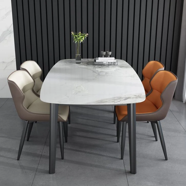 Armloze eetkamerstoelen van imitatieleer, moderne stalen poten, eetkamerstoel Clearhalo