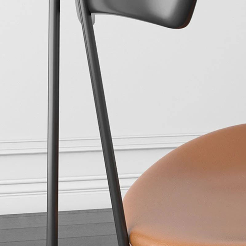 Armloze stoel industriële stijl, leren stoel met open achterkant en metalen onderstel Clearhalo