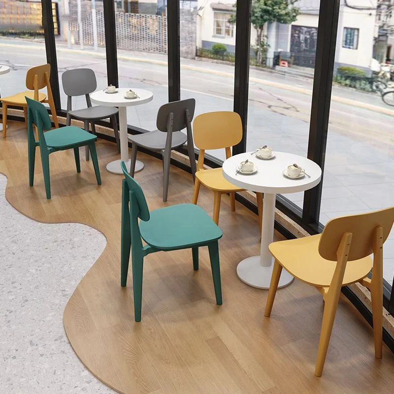 Armloze stoel Scandinavische stijl, kunststof eetkamerstoel met open achterkant (set van 3/6) Clearhalo