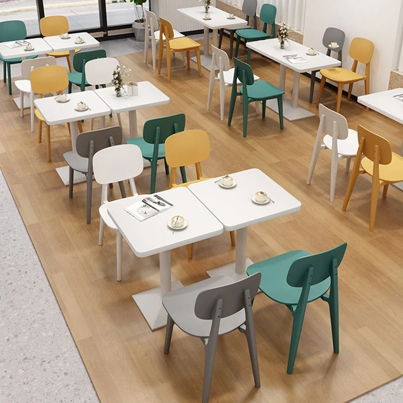 Armloze stoel Scandinavische stijl, kunststof eetkamerstoel met open achterkant (set van 3/6) Clearhalo