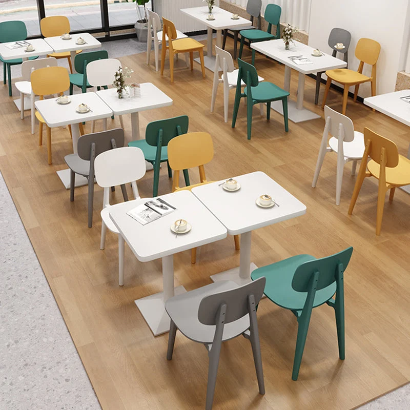 Armloze stoel Scandinavische stijl, kunststof eetkamerstoel met open achterkant (set van 3/6) Clearhalo