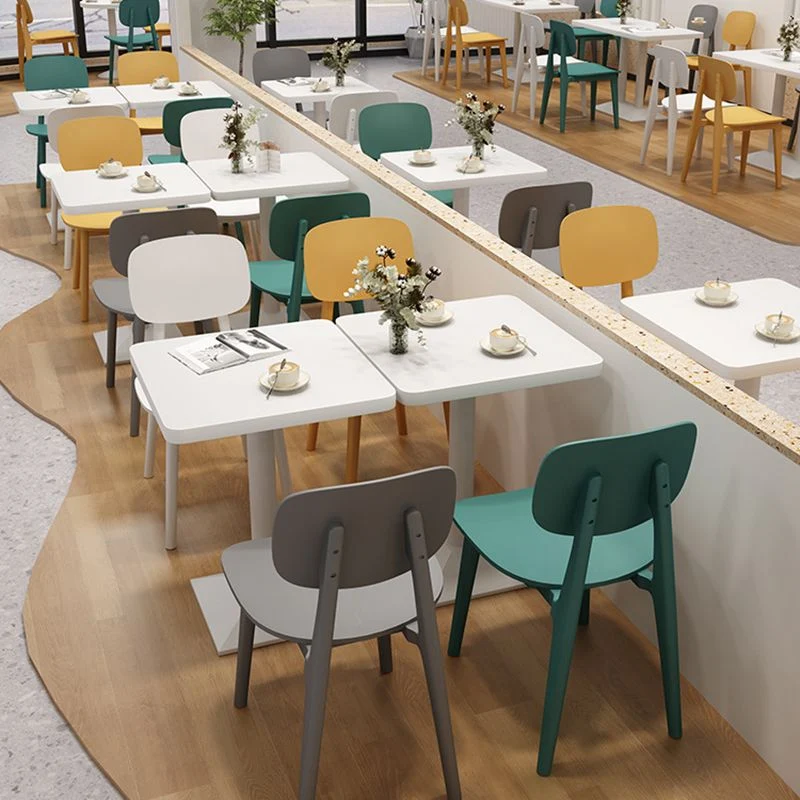 Armloze stoel Scandinavische stijl, kunststof eetkamerstoel met open achterkant (set van 3/6) Clearhalo