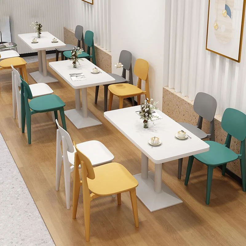 Armloze stoel Scandinavische stijl, kunststof eetkamerstoel met open achterkant (set van 3/6) Clearhalo