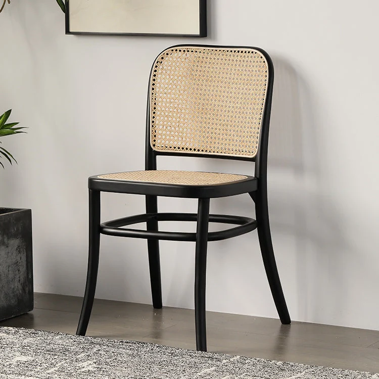 Armloze stoelen met open rug Scandinavische stijl voor thuis, houten poten, eetkamerstoelen Clearhalo