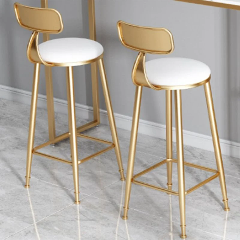 Armloze tegenkruk van imitatieleer Glam-stijl ronde barkruk met lage rugleuning Clearhalo