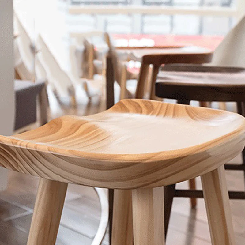 Barkruk industriële stijl met houten poten, zadelzitting, tegenkruk voor keukenbar Clearhalo