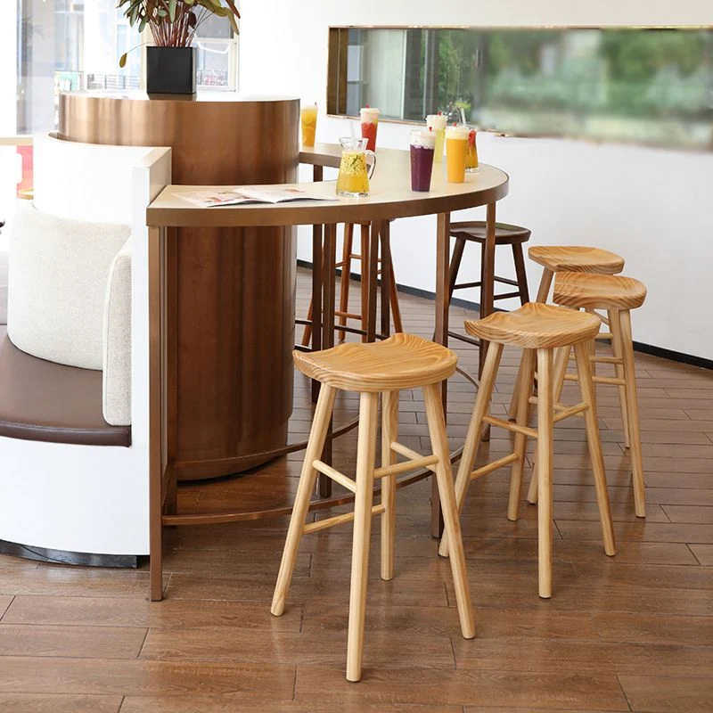 Barkruk industriële stijl met houten poten, zadelzitting, tegenkruk voor keukenbar Clearhalo