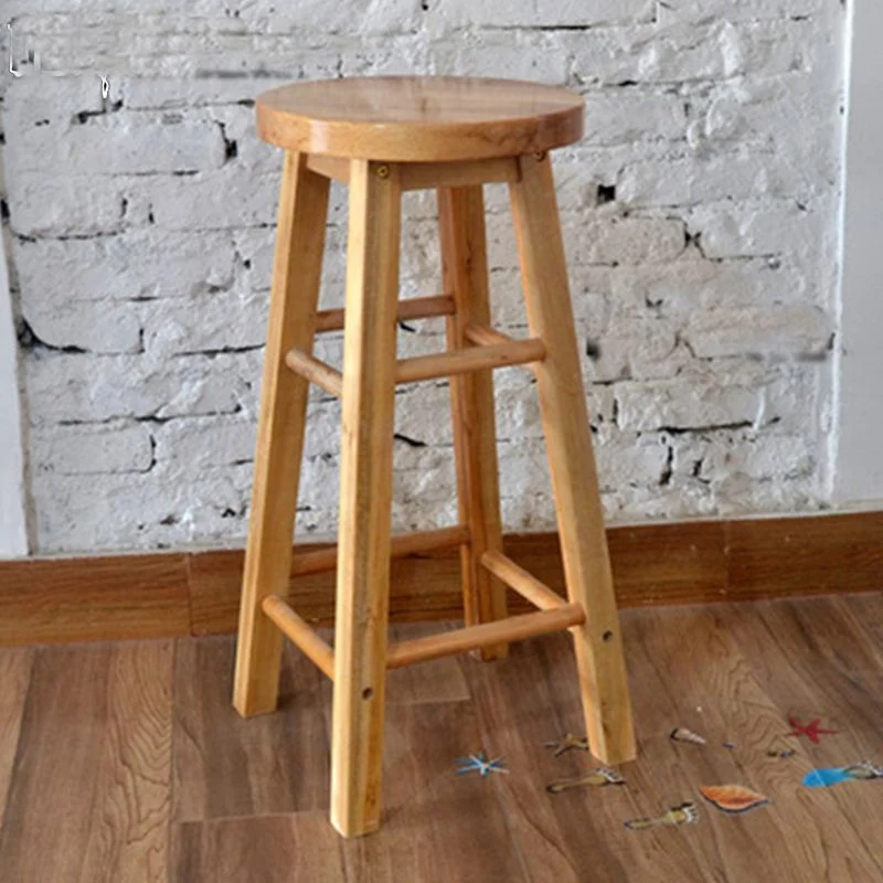 Barkruk industriële stijl met houten poten, ronde zitting voor keukenbar Clearhalo