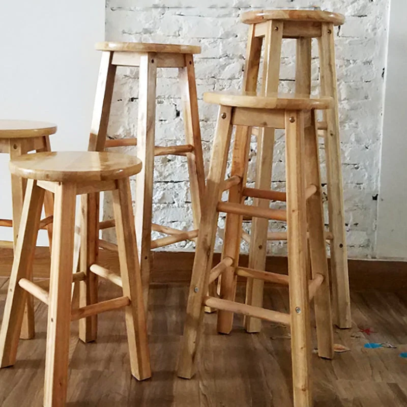 Barkruk industriële stijl met houten poten, ronde zitting voor keukenbar Clearhalo