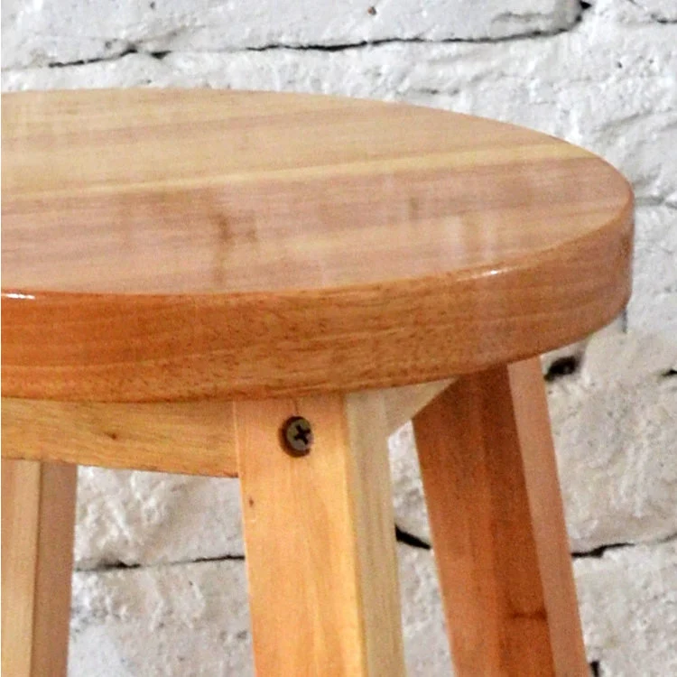 Barkruk industriële stijl met houten poten, ronde zitting voor keukenbar Clearhalo