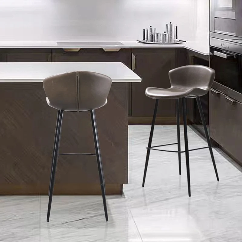 Barkruk moderne stijl, lederen rugleuning, tegenkruk voor woonkamer Clearhalo
