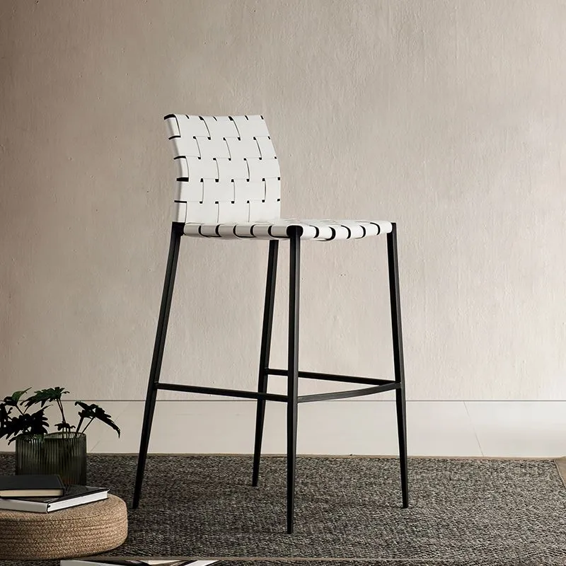 Barkruk moderne stijl, leren rugleuning, tegenkruk met metalen poten Clearhalo