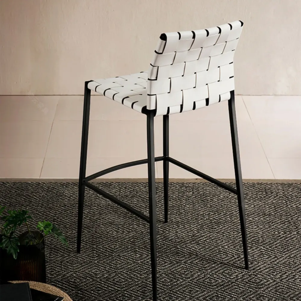 Barkruk moderne stijl, leren rugleuning, tegenkruk met metalen poten Clearhalo