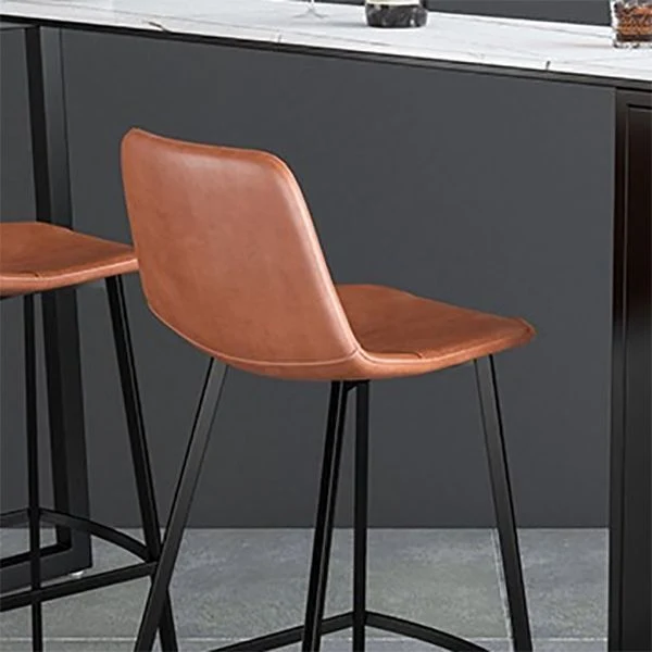 Barkruk moderne stijl met lage rugleuning, PU-lederen barkruk met metalen poten voor thuis Clearhalo