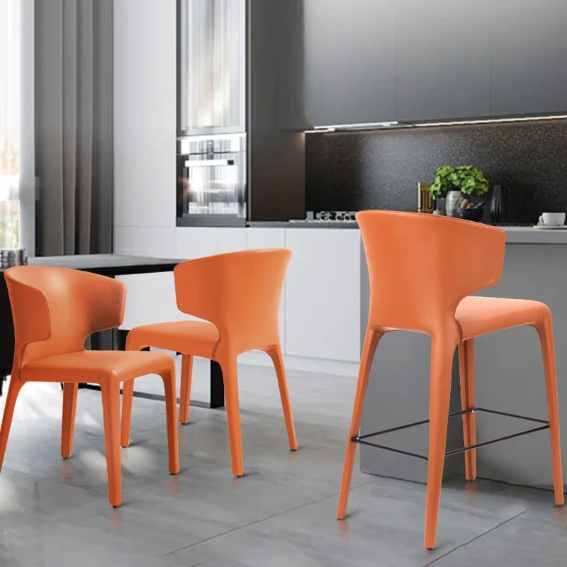 Barkruk moderne stijl met vierkante zitting, PU-lederen barkruk met metalen poten Clearhalo