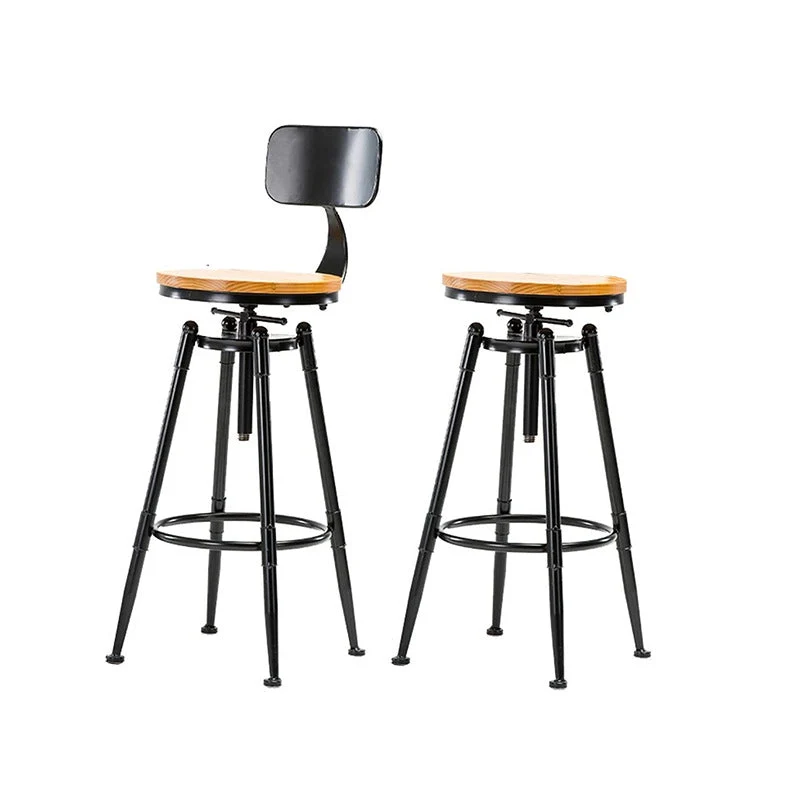Barkruk moderne stijl, ronde zitting met voetensteun, ijzeren poten voor keukenbar Clearhalo