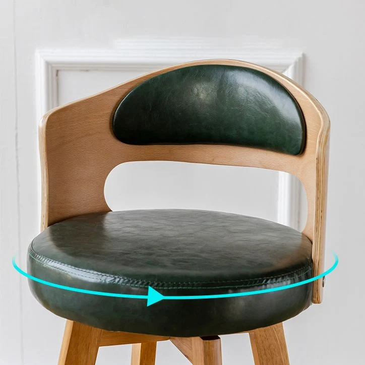 Barkruk Scandinavische stijl, houten poten, ronde zitting, barkruk voor barkeuken Clearhalo