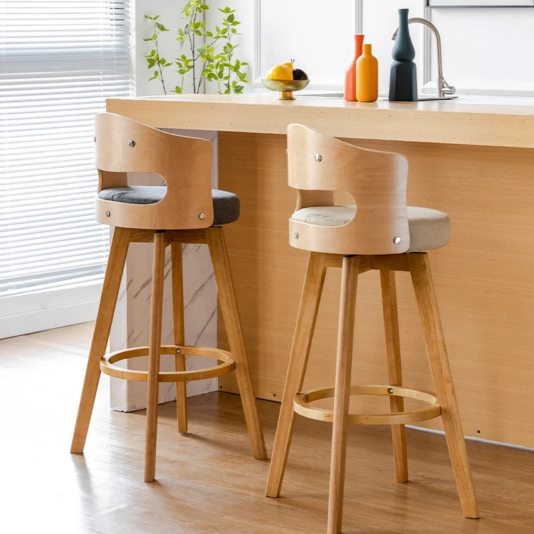 Barkruk Scandinavische stijl, houten poten, ronde zitting, barkruk voor barkeuken Clearhalo