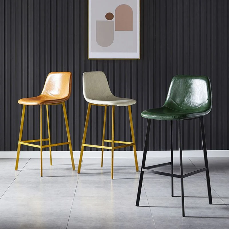 Barkruk Scandinavische stijl met vierkante lederen zitting Tegenkruk Keukenbarkruk Clearhalo