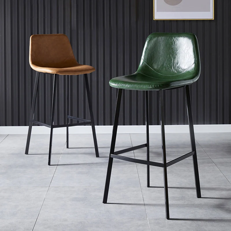 Barkruk Scandinavische stijl met vierkante lederen zitting Tegenkruk Keukenbarkruk Clearhalo