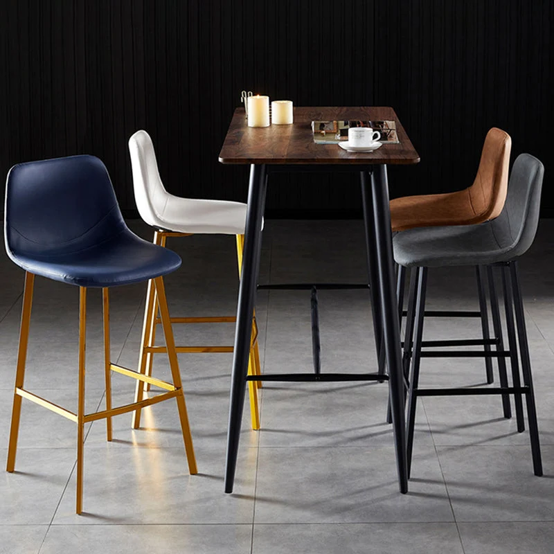 Barkruk Scandinavische stijl met vierkante lederen zitting Tegenkruk Keukenbarkruk Clearhalo