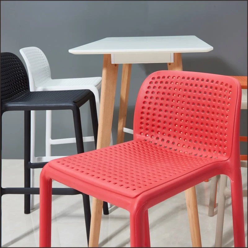 Barkruk Scandinavische stijl, PP-poten, rechthoekige zitting, barkruk met lage rugleuning voor keuken Clearhalo