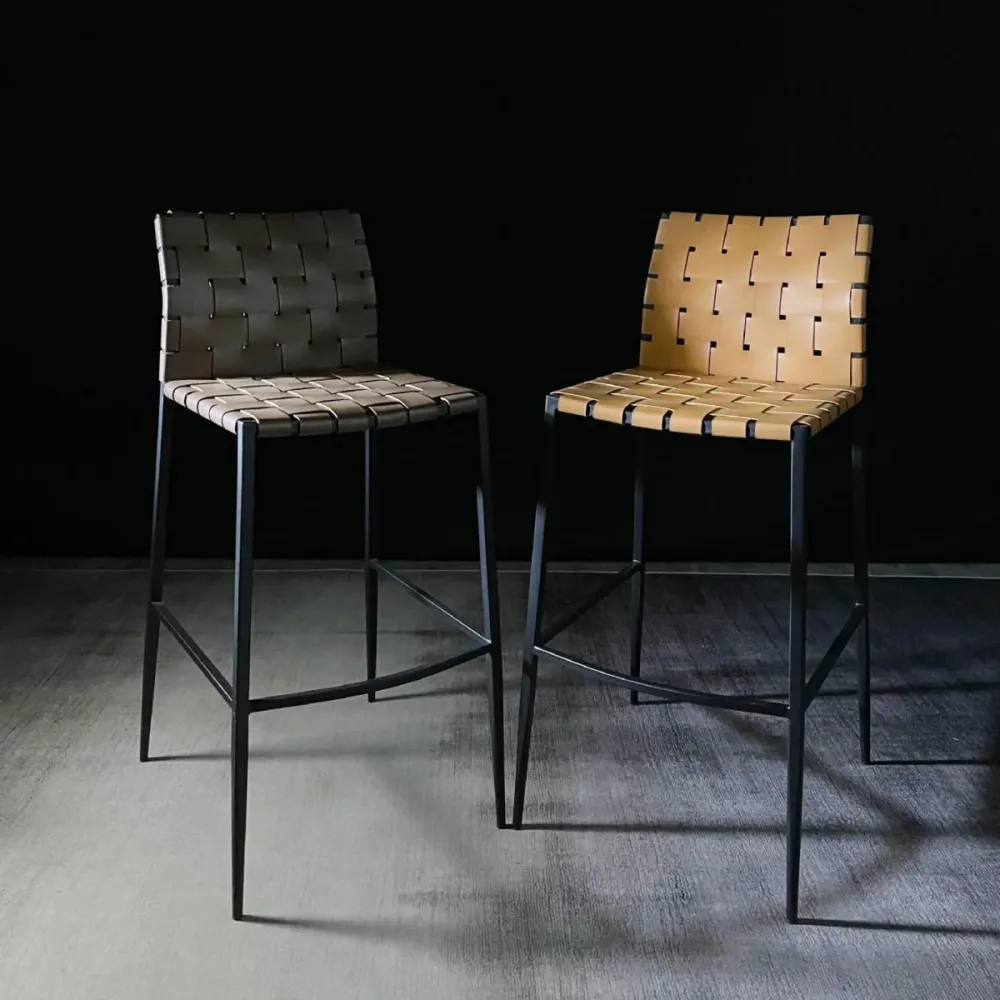 Barkruk zonder rugleuning industriële stijl, PU-lederen barkruk met metalen poten Clearhalo