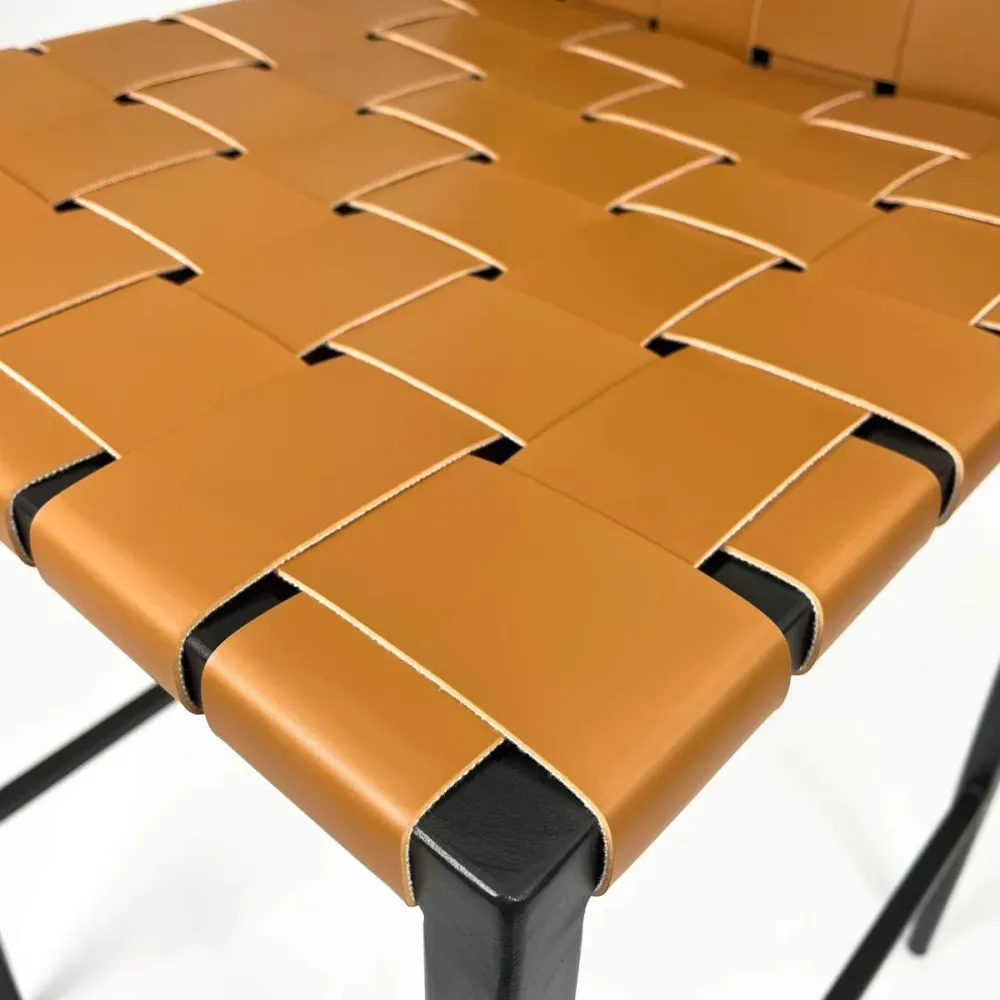 Barkruk zonder rugleuning industriële stijl, PU-lederen barkruk met metalen poten Clearhalo