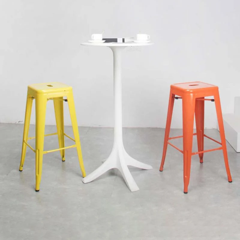 Barkrukken industriële stijl, stapelbare smeedijzeren bar, café, metalen hoge stoelen Clearhalo