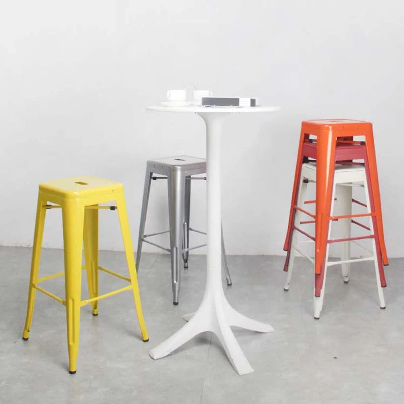 Barkrukken industriële stijl, stapelbare smeedijzeren bar, café, metalen hoge stoelen Clearhalo