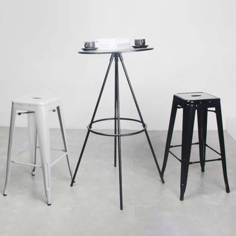 Barkrukken industriële stijl, stapelbare smeedijzeren bar, café, metalen hoge stoelen Clearhalo