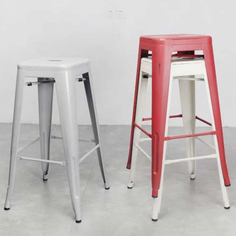 Barkrukken industriële stijl, stapelbare smeedijzeren bar, café, metalen hoge stoelen Clearhalo