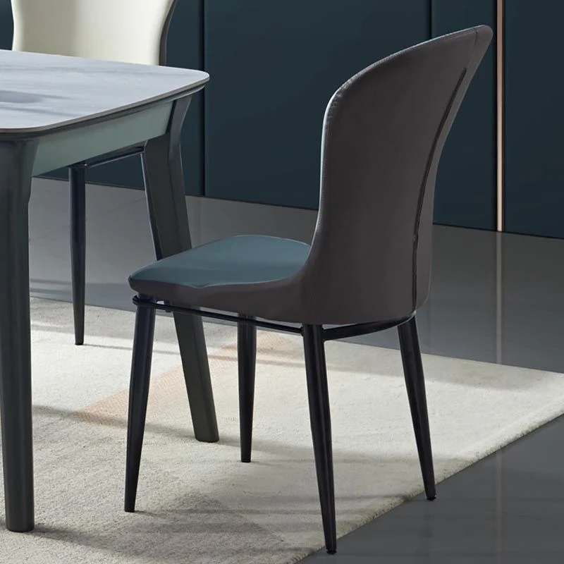 Beige en blauwe eetkamerstoelen Eigentijdse armloze eetkamerstoel Clearhalo