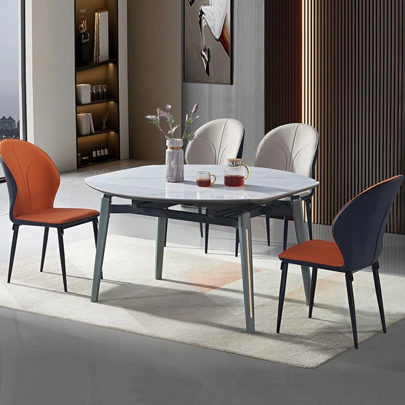 Beige en blauwe eetkamerstoelen Eigentijdse armloze eetkamerstoel Clearhalo
