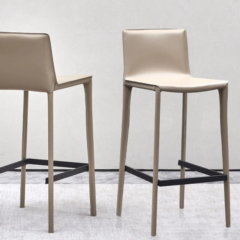 Beige kunstleren krukken met voetsteun Eigentijdse binnenbarkrukken Clearhalo
