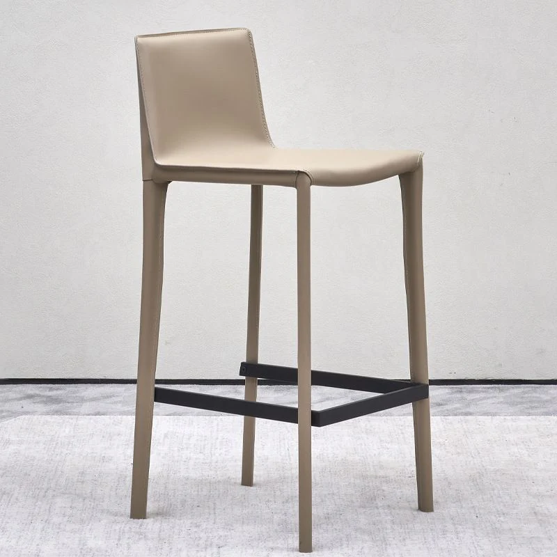 Beige kunstleren krukken met voetsteun Eigentijdse binnenbarkrukken Clearhalo