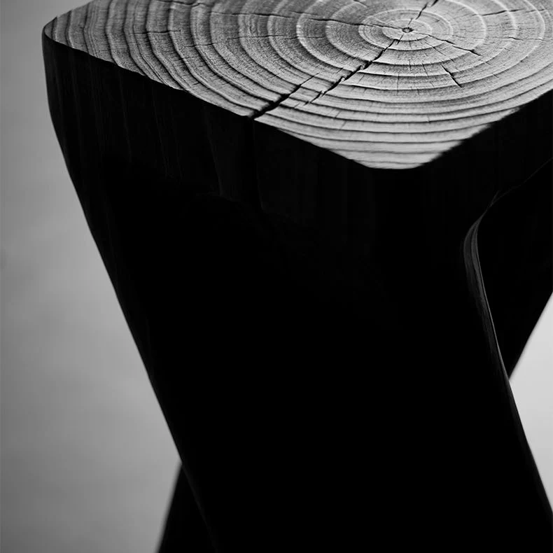 Bijzettafel eigentijdse stijl, houten voetstukbank, zijaccenttafel zwart Clearhalo