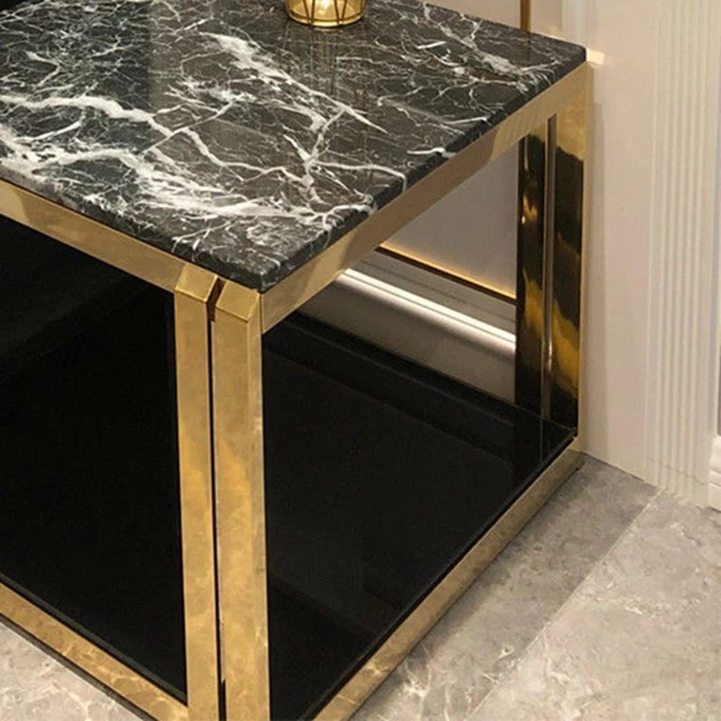 Bijzettafel met marmeren blad, vierkante plank inclusief bijzettafel - 20,47"/22,83" H Clearhalo