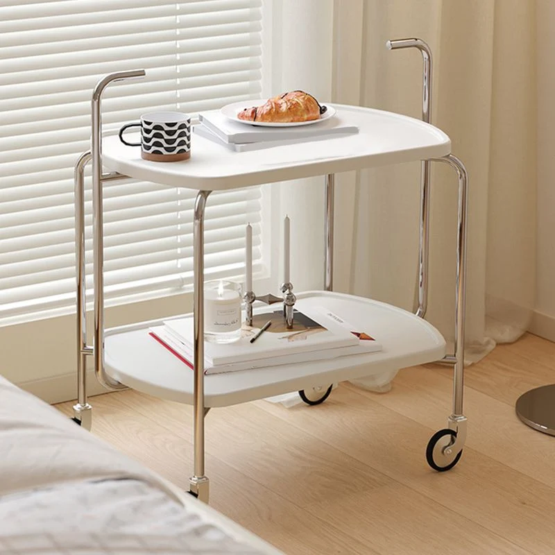 Bijzettafel met metalen accenten, tafel met 4 poten, dienblad, snacktafel aan de zijkant en plank Clearhalo