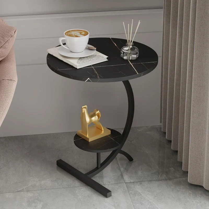 Bijzettafel met opbergruimte en plank Modernistische leistenen abstracte bijzettafel Clearhalo