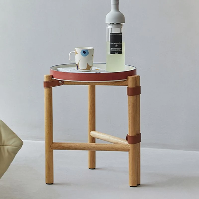 30 cm brede eigentijdse hoektafel met dienblad en rond accent bijzettafel Clearhalo
