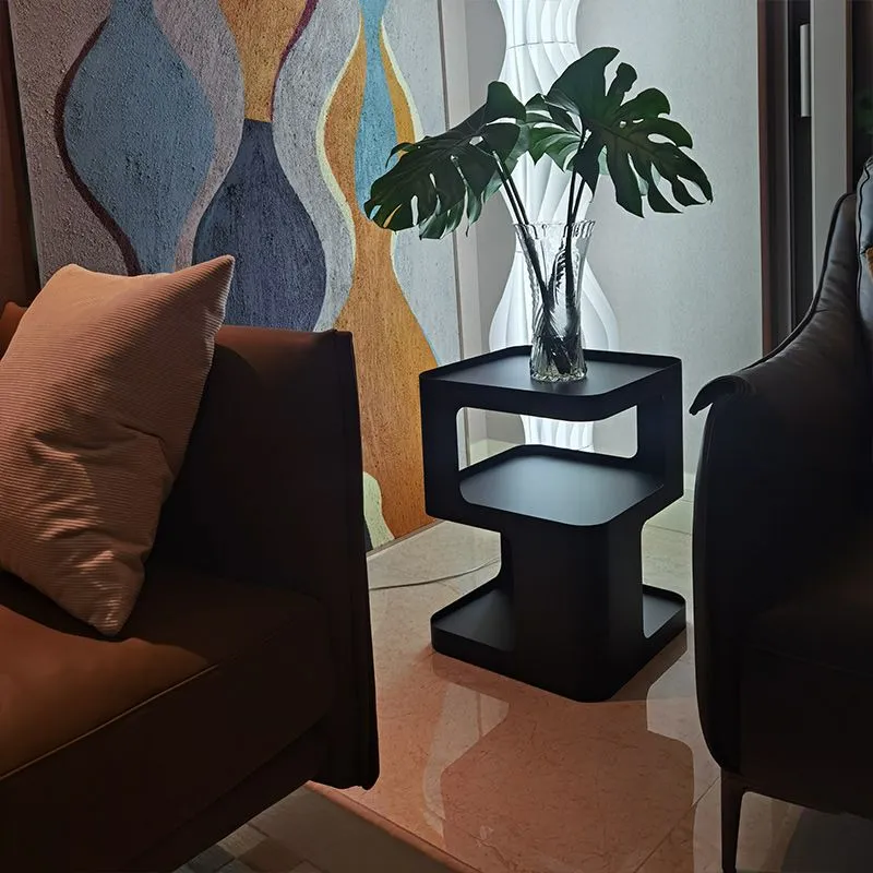 35 cm brede eigentijdse hoektafel, vierkante bijzettafel met opbergaccent Clearhalo