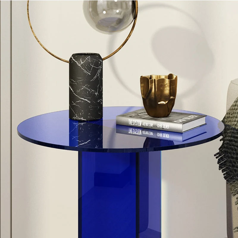 19" brede Glam-bijzettafel met helder acryl voetstuk en accent-bijzettafel Clearhalo