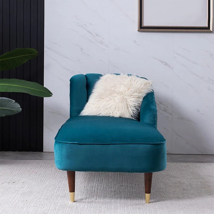 Chaise effen kleur Massief houten chaise loungebank met één arm Clearhalo