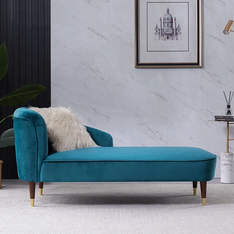 Chaise effen kleur Massief houten chaise loungebank met één arm Clearhalo