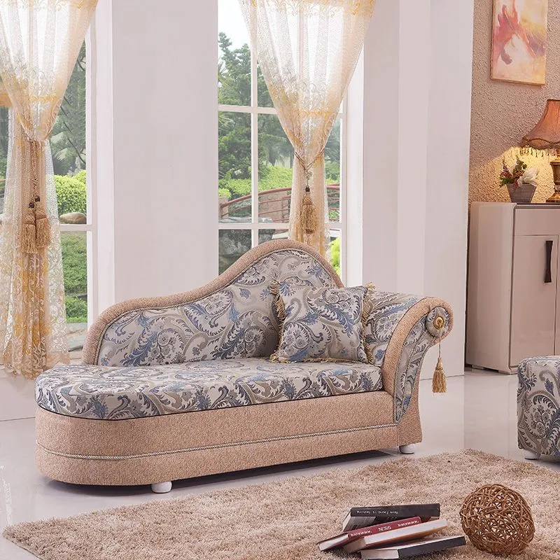 Chaise Lounge Boheemse stijl, gestoffeerde chaise met gerolde armen voor de slaapkamer Clearhalo
