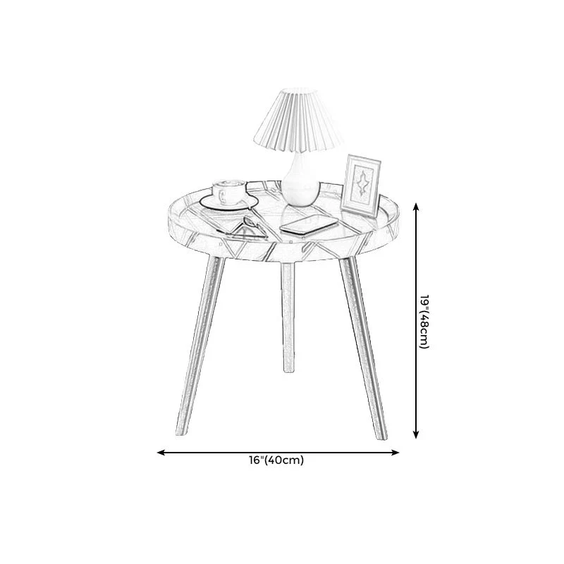 Cocktailtafel met 3 poten, ronde salontafel van kunsthout, walnoot/zwart/wit Clearhalo