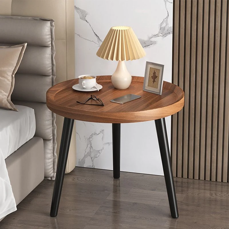 Cocktailtafel met 3 poten, ronde salontafel van kunsthout, walnoot/zwart/wit Clearhalo